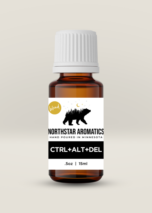CTRL + ALT + DELETE Blend essential oil in amber bottle by Northstar Aromatics, 15ml for mind and body reset.
