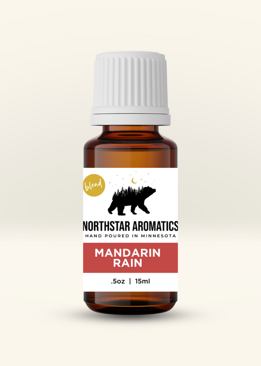 Mandarin Rain Blend essential oil bottle by Northstar Aromatics for emotional support and heart chakra balance.