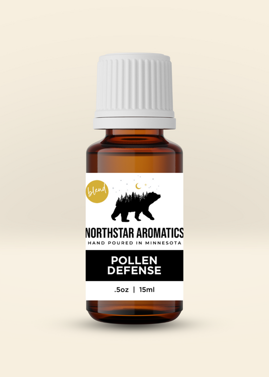 Pollen Defense Blend essential oil bottle by Northstar Aromatics for sinus and respiratory support.
