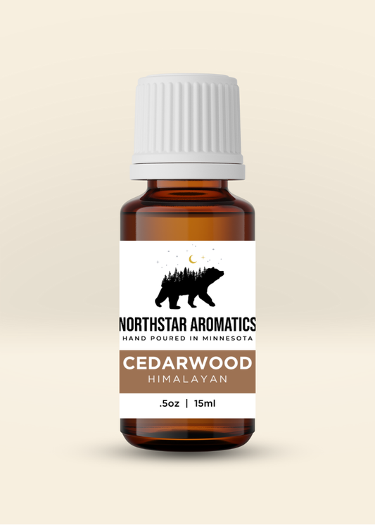 Northstar Aromatics Cedarwood Himalayan essential oil bottle 15ml with grounding Himalayan cedarwood scent.
