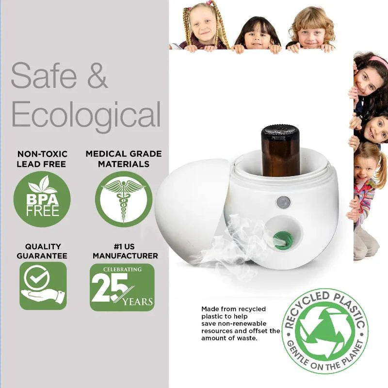 Airburst Nebulizing Waterless Diffuser made from BPA free recycled materials with motion sensor and timer settings.