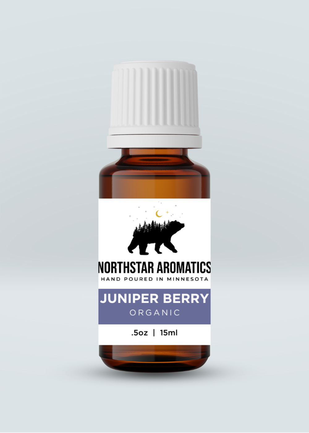 Juniper Berry Organic essential oil bottle by Northstar Aromatics for cleansing and purifying spaces and mind.