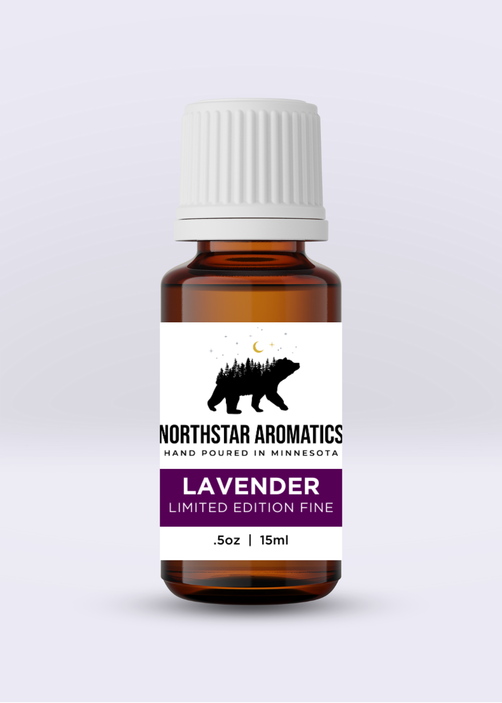 Lavender Fine essential oil bottle by Northstar Aromatics for calming, relaxation, and aromatherapy use, 15ml.
