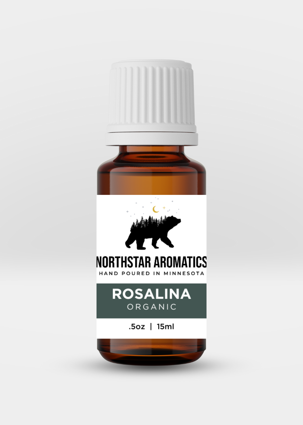Rosalina essential oil bottle by Northstar Aromatics supports respiratory health and promotes calm and relaxation.