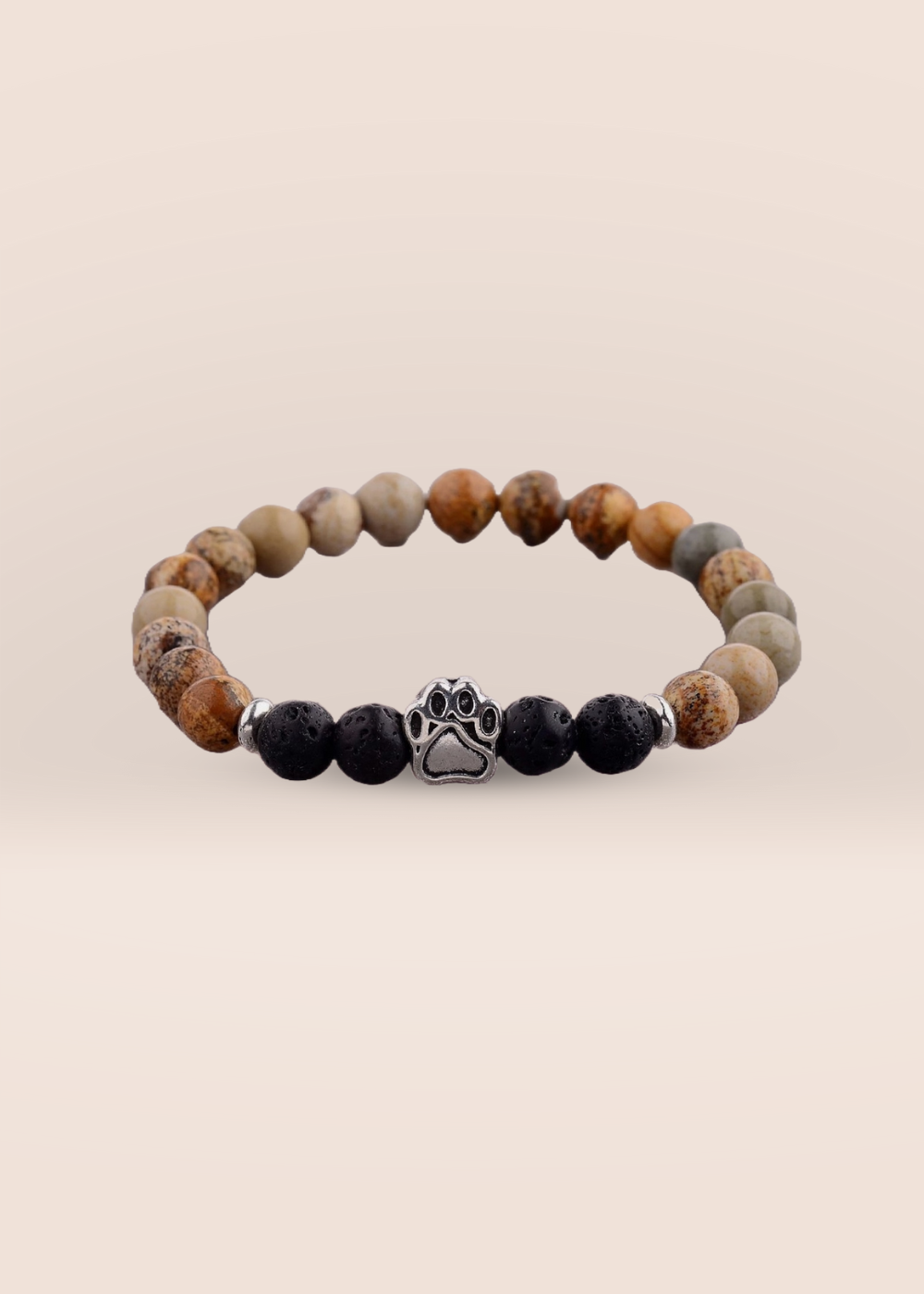 Paw bracelets featuring lava stone beads and a silver paw charm for aromatherapy and stylish wear.