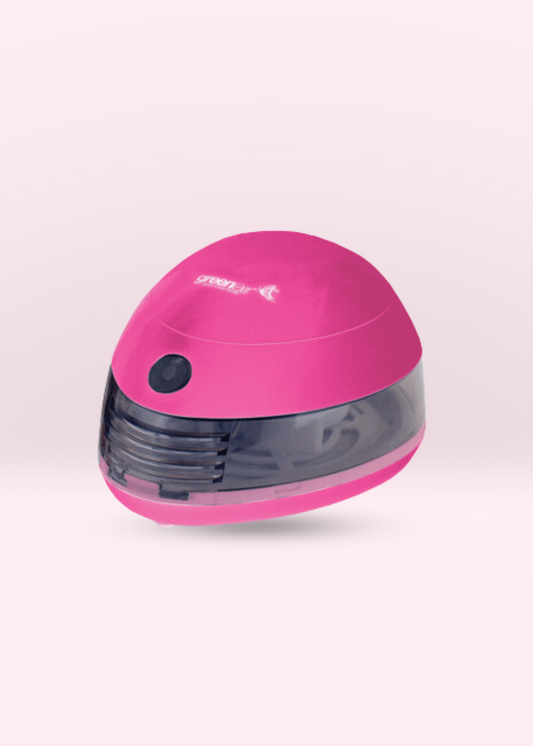 Scent Pod Pink Diffuser small portable fan diffuser for essential oils with USB and battery power options.