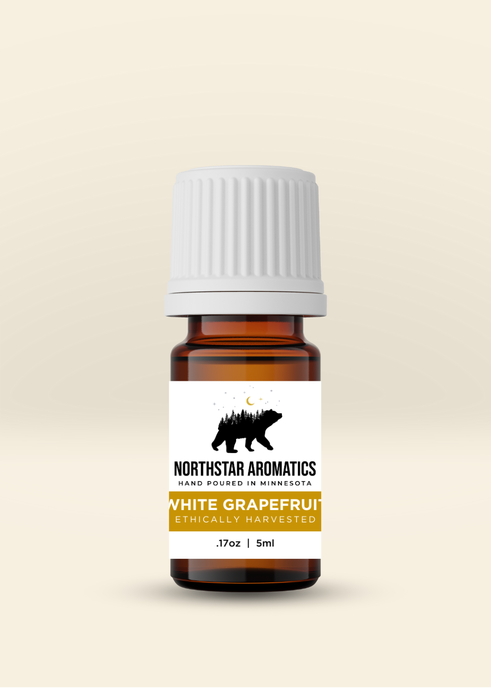 White Grapefruit essential oil bottle by Northstar Aromatics with 5ml of energizing citrus scent