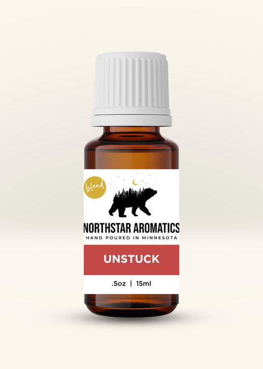 UNSTUCK essential oil blend 15 mL bottle by Northstar Aromatics, emotional support and heart-centered aromatherapy blend, formerly Mandarin Rain